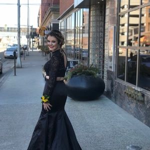 Sherri Hill Two Piece Long Sleeve Mermaid Gown